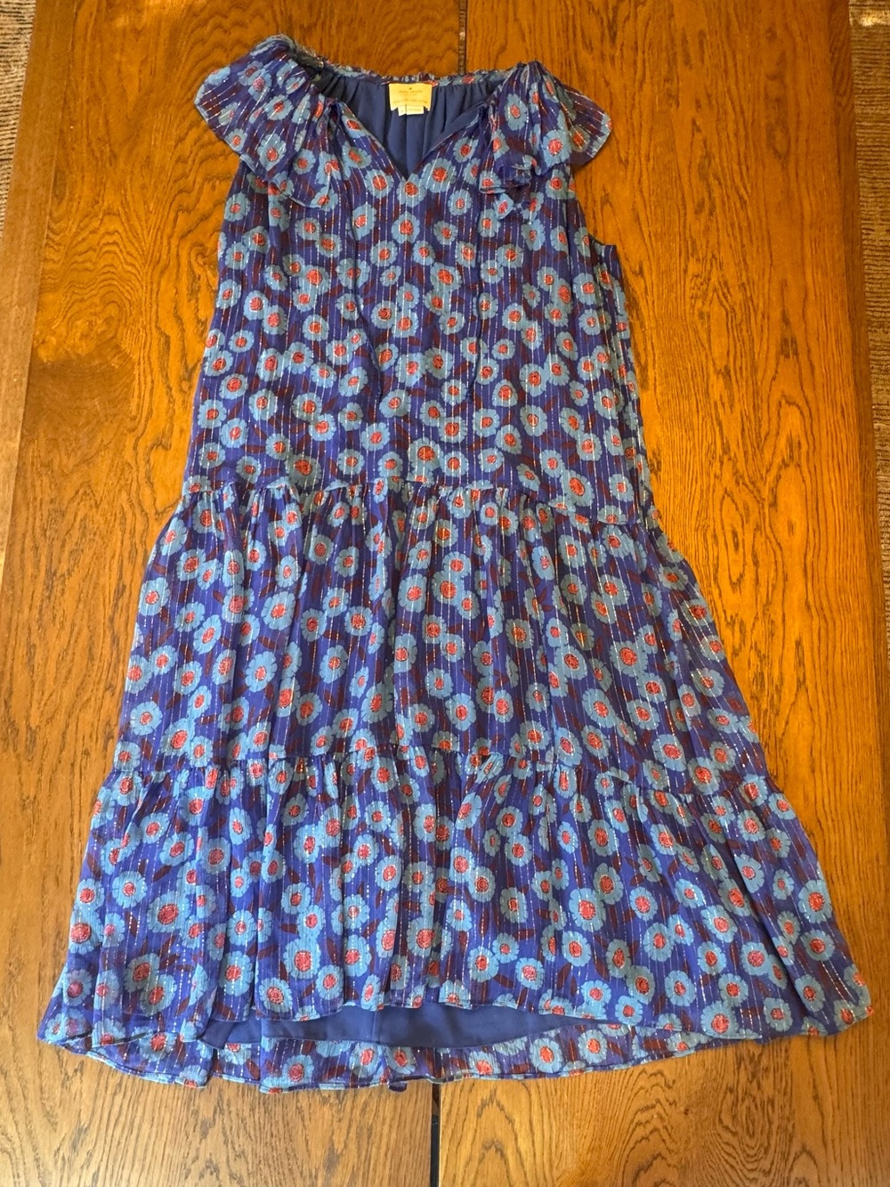 Kate Spade New York Tangier Floral Chiffon Tiered Dress Silk Tensel XL Feminine